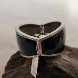 NWT Lia Sophia "Oceanique" Navy Blue Cuff Bracelet with cut crystals